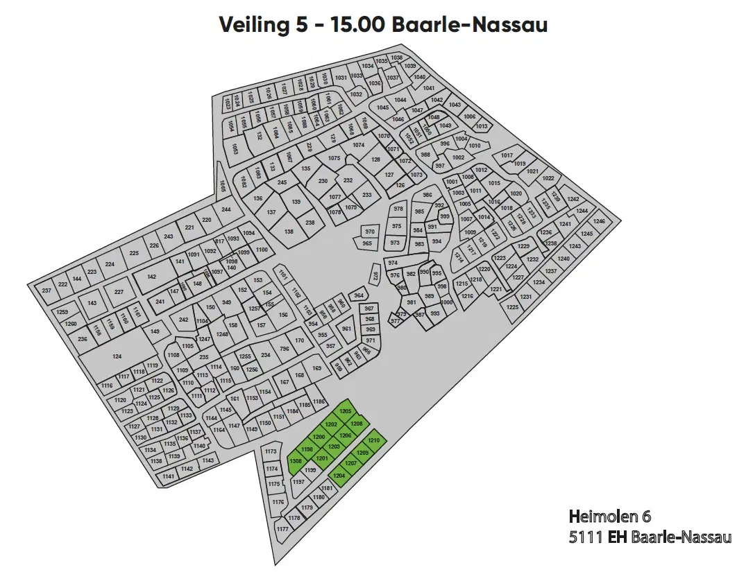 13 percelen grond gelegen op Resort De Heimolen te Baarle-Nassau