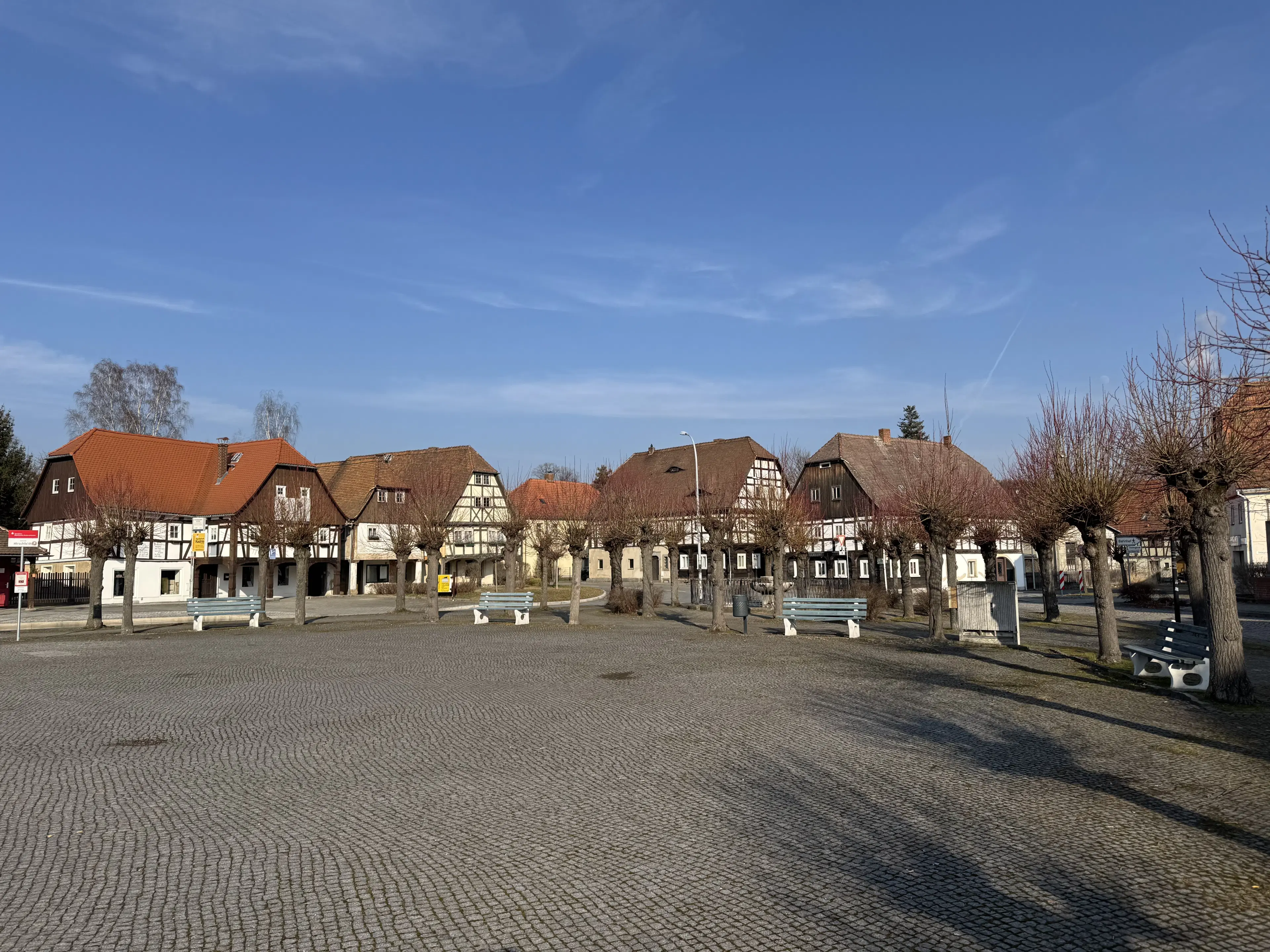 Vakwerkhuis nabij drielandenpunt Duitsland, Tsjechië en Polen in Hirschfelde, Duitsland
