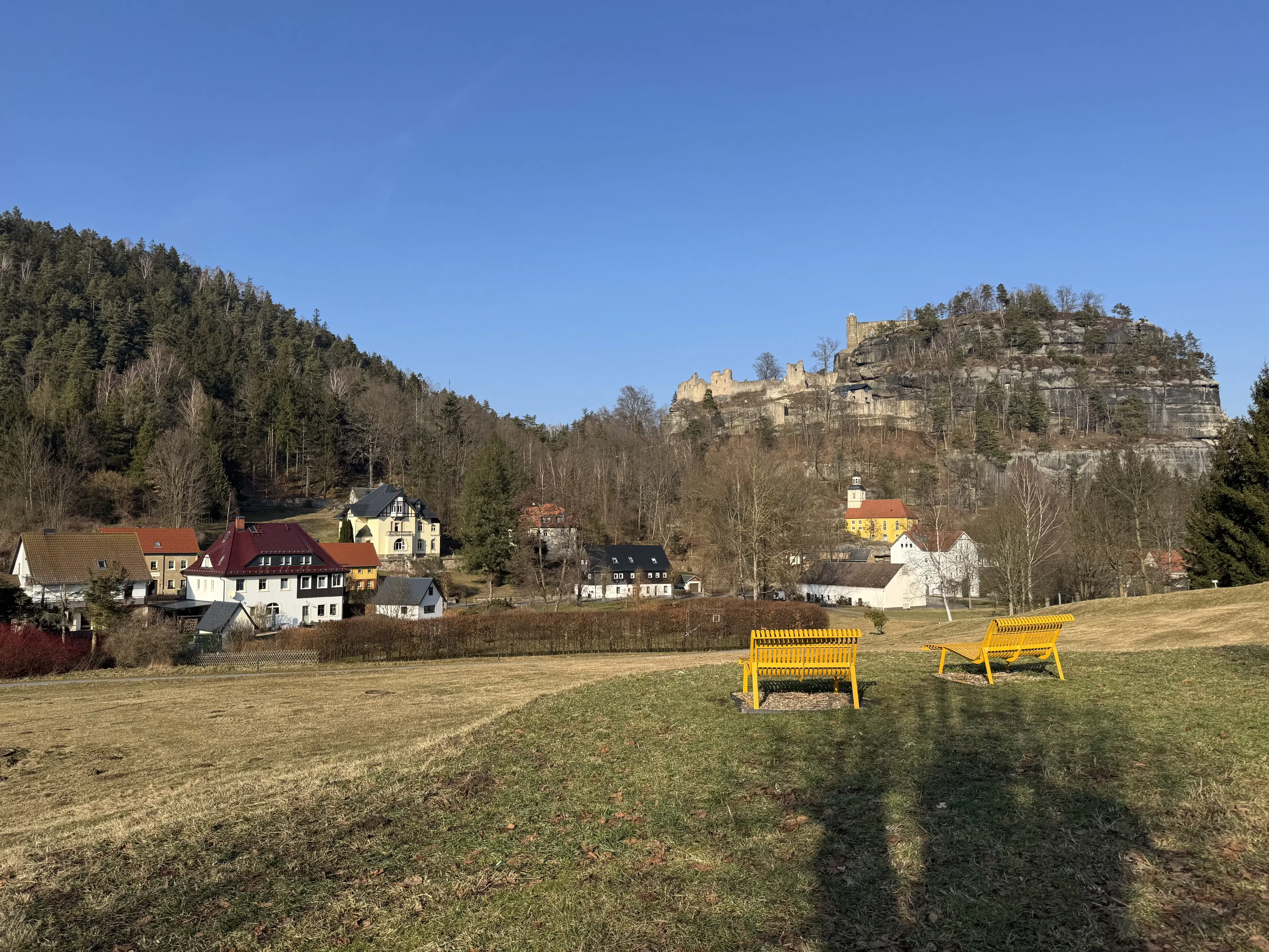 Vakwerkhuis nabij drielandenpunt Duitsland, Tsjechië en Polen in Hirschfelde, Duitsland