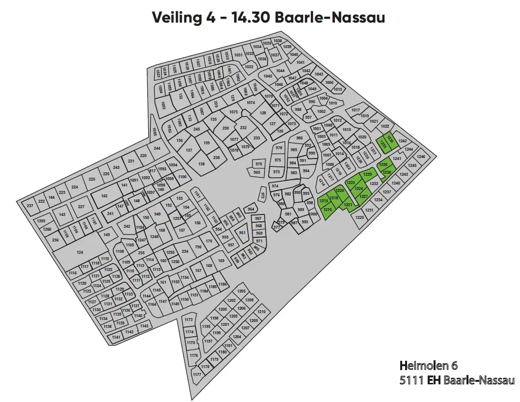 13 percelen grond gelegen op Resort De Heimolen te Baarle-Nassau